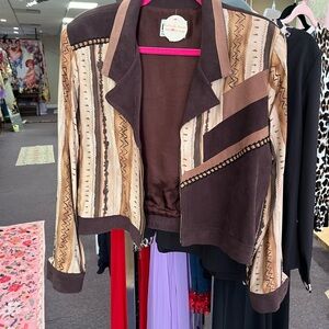 City Girl Women's Brown Mixed-Panel Bomber Jacket by